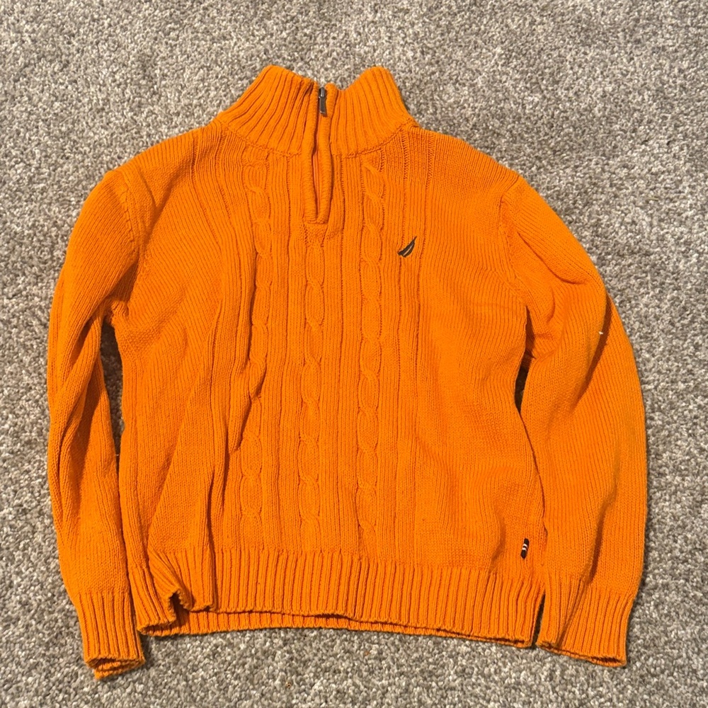Nautica Men's Orange Zip-Up Sweater